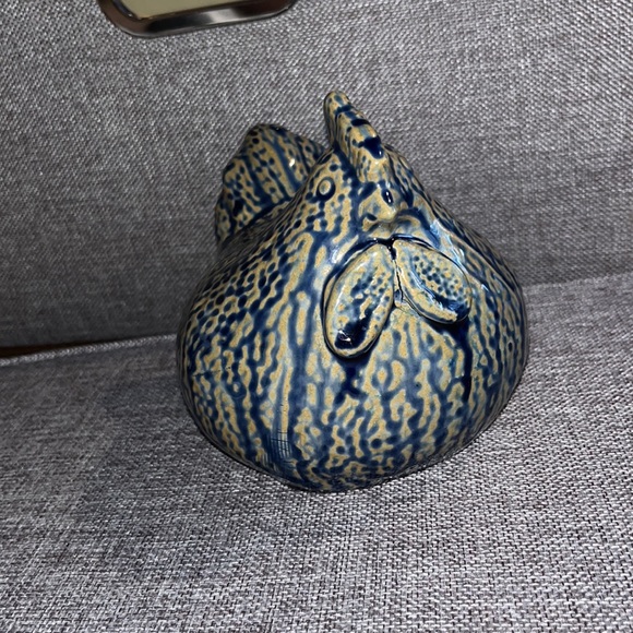 Ceramic rooster Cobalt Blue and beige - Picture 4 of 6